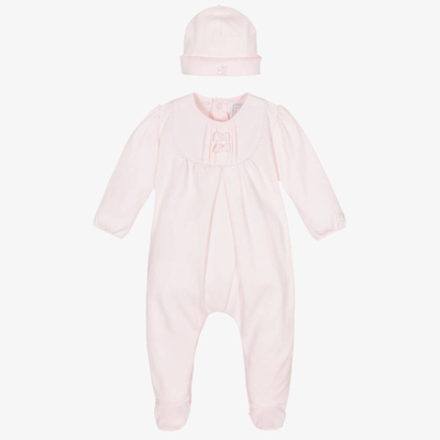 Emile Et Rose Girls Pink Cotton Babygrow & Hat Set