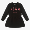 MSGM MSGM GIRLS BLACK COTTON JERSEY DRESS