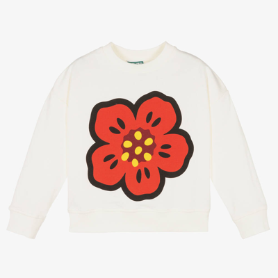 Kenzo Kids Girls Ivory Cotton Boke Flower Sweatshirt