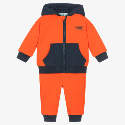 Kenzo Babies' Colour-block Tracksuit Set In Orange