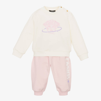 Versace Baby Girls Pink & Ivory Cotton Trouser Set