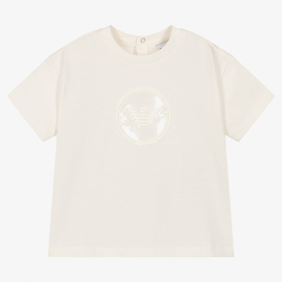 Emporio Armani Babies' Boys Ivory Cotton T-shirt