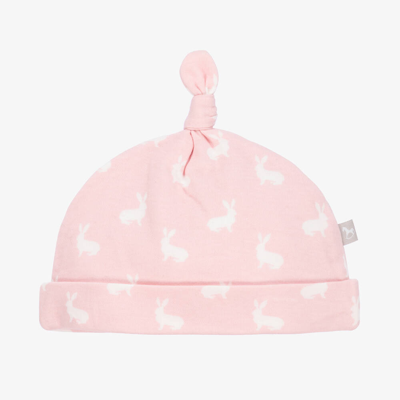 The Little Tailor Girls Pink & White Cotton Baby Hat
