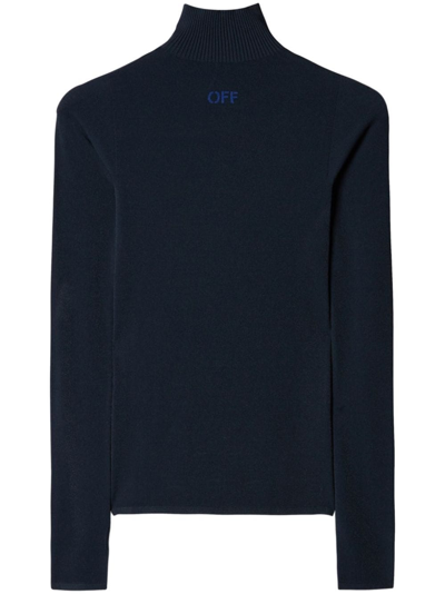 Off-white `slick` Knit Mock-neck Sweater In Black