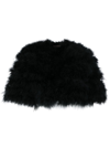 Twinset Turkey-feathers Cropped Cape Jacket In Black  