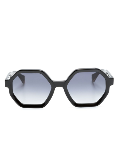 Gigi Studios Shirley Hexagonal-frame Sunglasses In Black