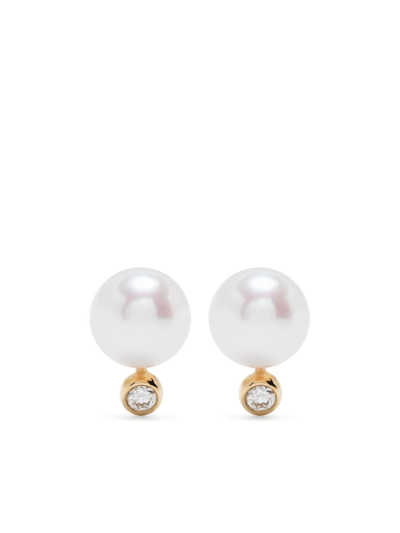 Ruifier 18kt Yellow Gold Morning Dew Purity Pearl And Diamond Earrings