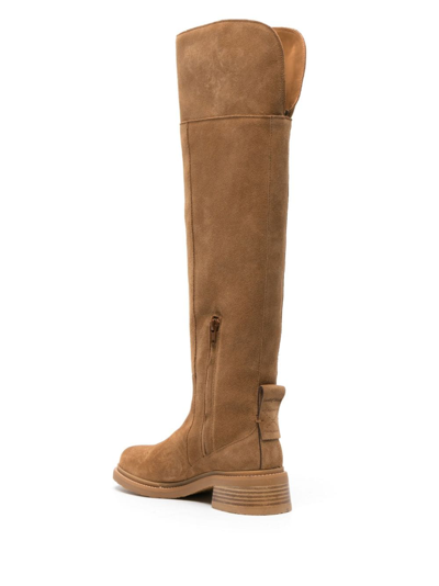 See By Chloé Bonni Suede Over-the-knee Boots In Beige