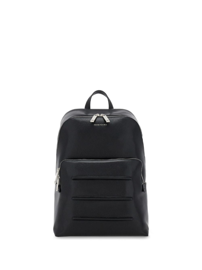 Ferragamo Embossed-logo Leather Backpack In Black