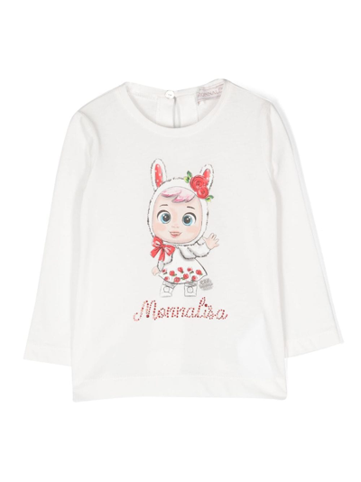 Monnalisa Babies' T-shirt Mit Logo-print In White