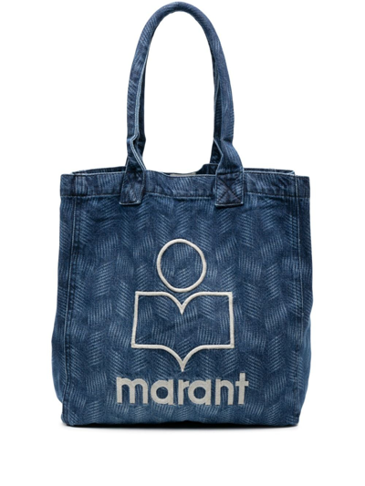 Isabel Marant Logo-embroidered Denim Tote Bag In Blau