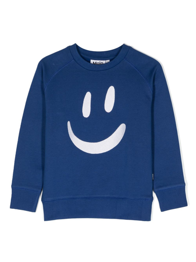 Molo Kids' Smiley Face-print Sweatshirt In Blau