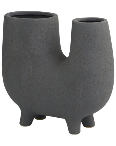 Peyton Lane Abstract Ceramic U-shaped Vase With Small Feet In Gray