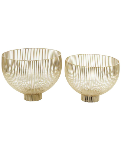 Peyton Lane Set Of 2 Caged Decorative Bowls In Gold