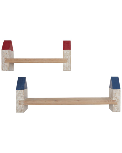 Peyton Lane Set Of 2 Lighthouse Wall Shelves In Multicolor