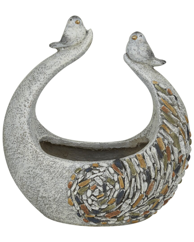 Peyton Lane Bird Mosaic Indoor/outdoor Planter In Gray