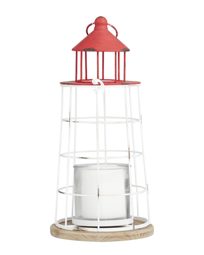Peyton Lane Lighthouse Decorative Candle Lantern In Red