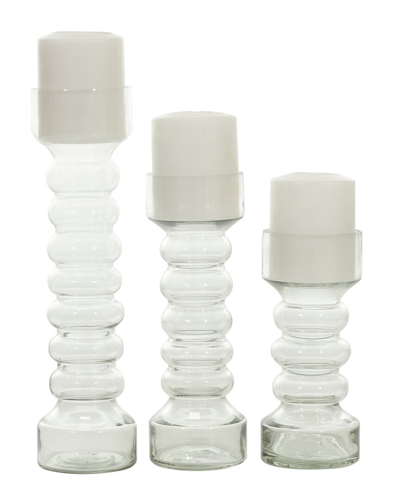 The Novogratz Set Of 3 Decorative Candle Holders In Clear