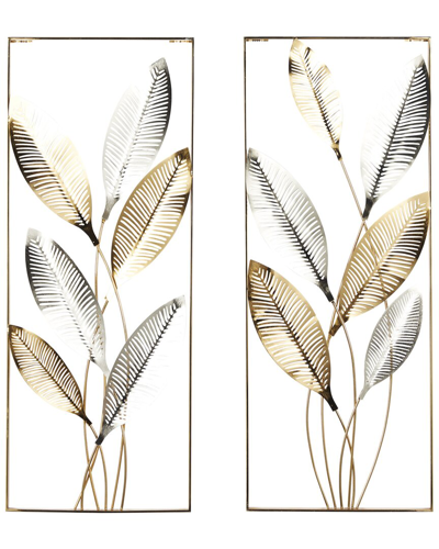 Peyton Lane Set Of 2 Leaf Cutout Wall Accents In Gold
