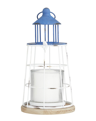 Peyton Lane Lighthouse Decorative Candle Lantern In Blue