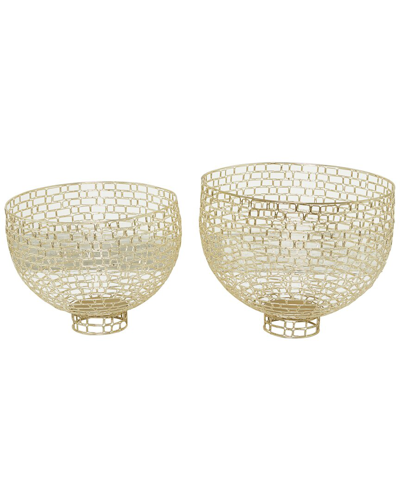 Peyton Lane Set Of 2 Modern Round Decorative Bowls In Gold