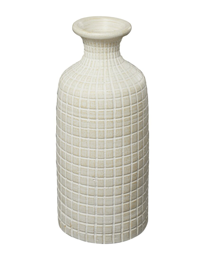 Peyton Lane Geometric Ceramic Textured Vase In Cream
