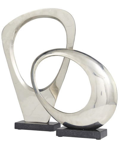 Peyton Lane Set Of 2 Abstract Marble-base Sculpture In Silver