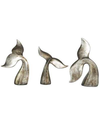 Peyton Lane Set Of 3 Whale Sculptures In Silver