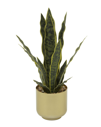 The Novogratz Snake Artificial Plant With Realistic Leaves And Porcelain Pot In Green