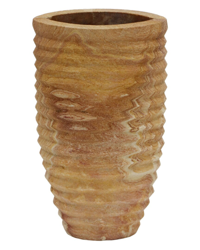 Tov Furniture Saava Ribbed Stone Vase In Beige