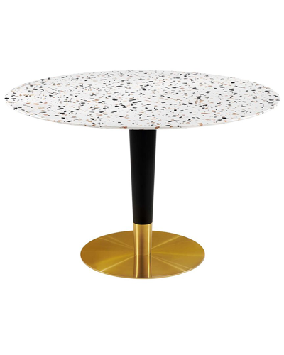 Modway Zinque 47in Round Terrazzo Dining Table In Gold