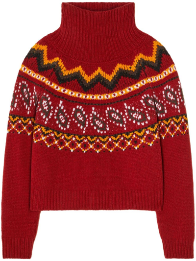 Alanui Antarctic Circle Roll-neck Jumper In Red