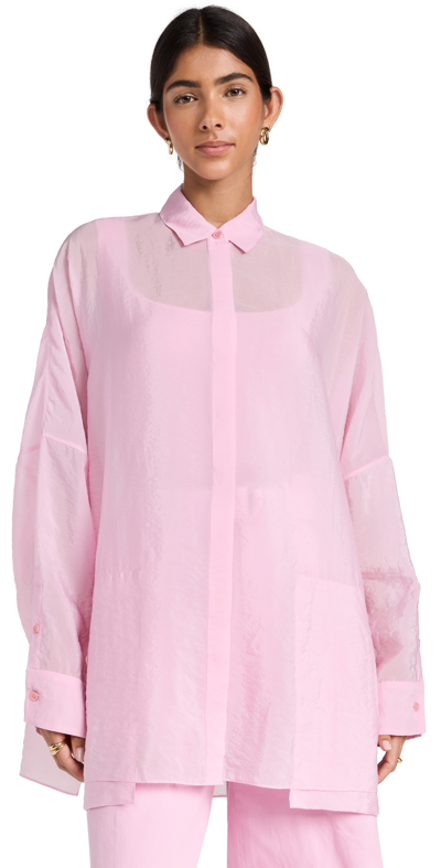 Lapointe Textured Sheer Cupro Shirt In Light Pink