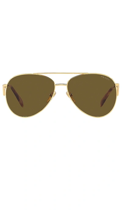 Prada Womens Gold Pr 73zs Pilot-frame Metal Sunglasses