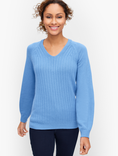 Talbots Plus Size - V-neck Sweater - Blue Iris - 2x