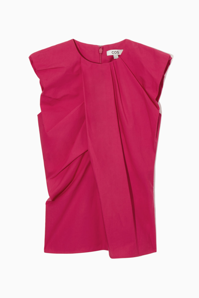 Cos Gathered Draped Sleeveless Top In Pink