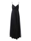 Fabiana Filippi Pleated Tulle Long Black Dress In Black