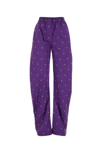 Attico Logo-print Wide-leg Trousers In Purple