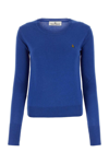 Vivienne Westwood Orb-embroidered Cotton-cashmere Jumper In Blue