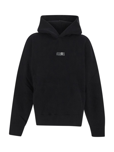 Mm6 Maison Margiela Embroidered-logo Cotton Hoodie In Black