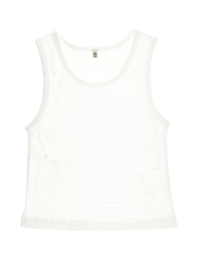 R13 Distressed Tank Top In White