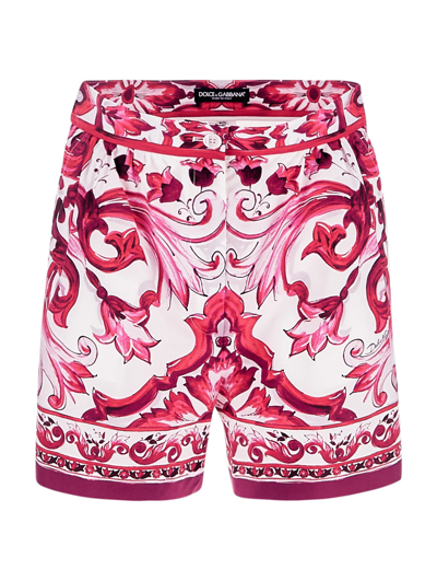 Dolce & Gabbana Majolica-print Poplin Shorts In Multicolor