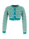 VERSACE ALL OVER LOGO KNIT CARDIGAN,10109631A079605V540