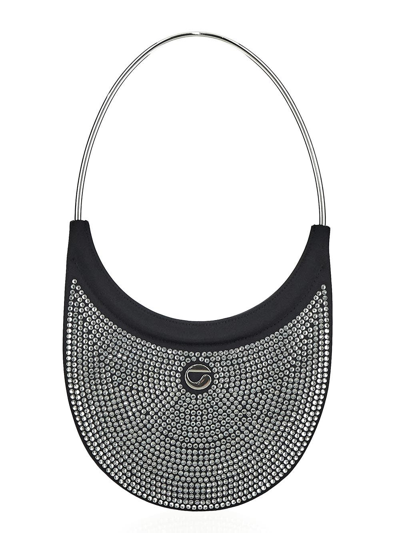 Coperni Crystal-embellished Ring Swipe Bag In Black
