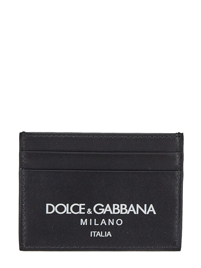 Dolce & Gabbana Logo Print Card Holder In Black