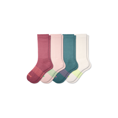 Bombas Solids Calf Sock 4-pack In Pink Rose Mix