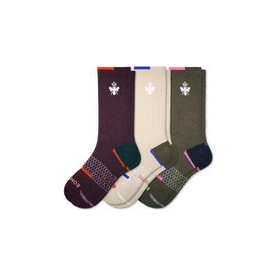 Bombas All-purpose Performance Calf Sock 3-pack In Olive Husk Mix