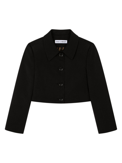 Dolce & Gabbana Kids' Single-breasted Cropped Blazer In Black