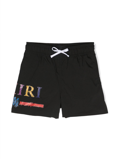Amiri Kids' Logo-print Drawstring-waist Shorts In Black