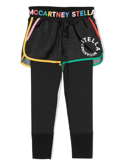 Stella Mccartney Kids' Logo-print Elasticated-waistband Leggings In Black
